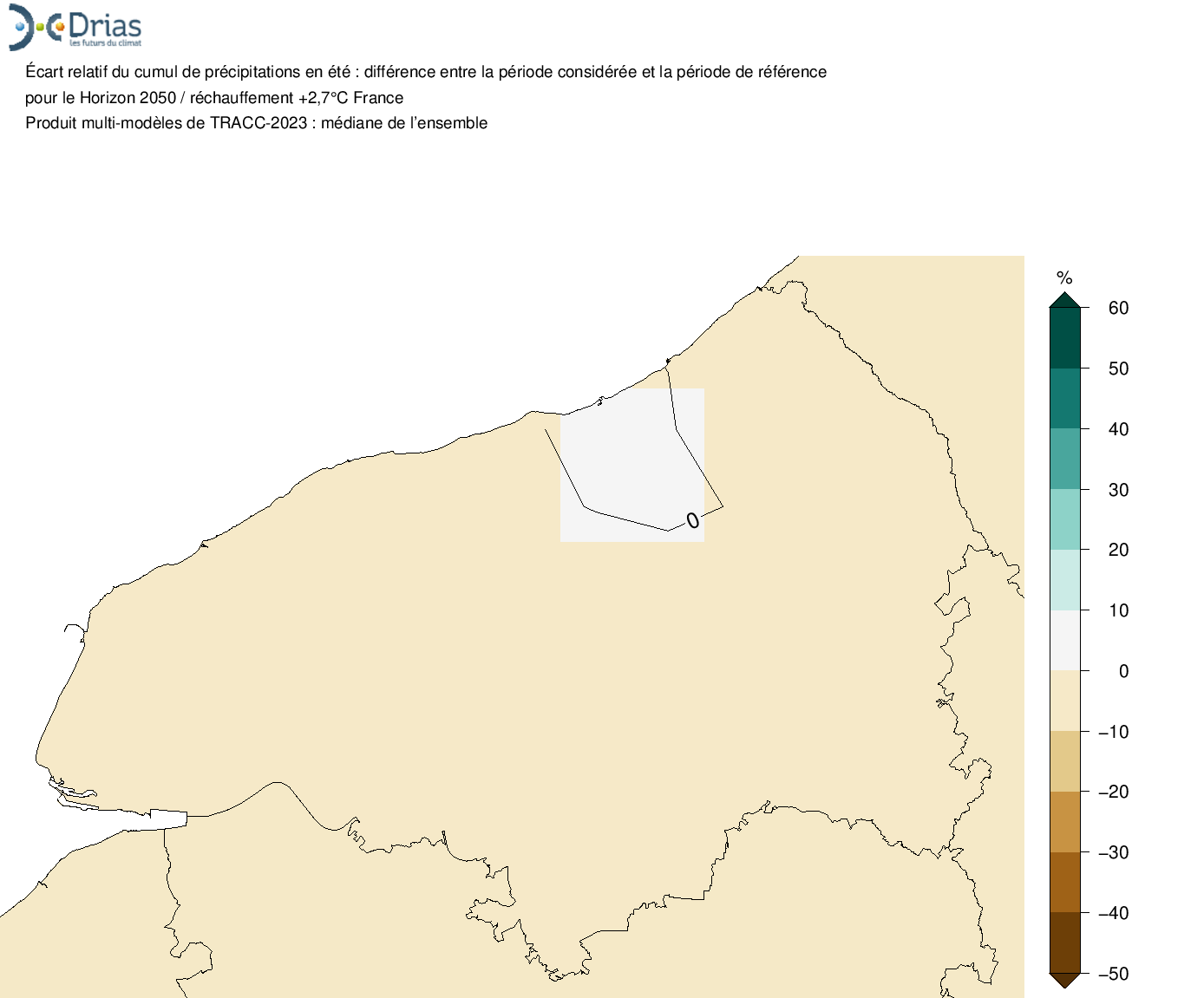 Diminution de 4% des précipitations estivales en 2050 - TRACC 2023 : +2.7°C